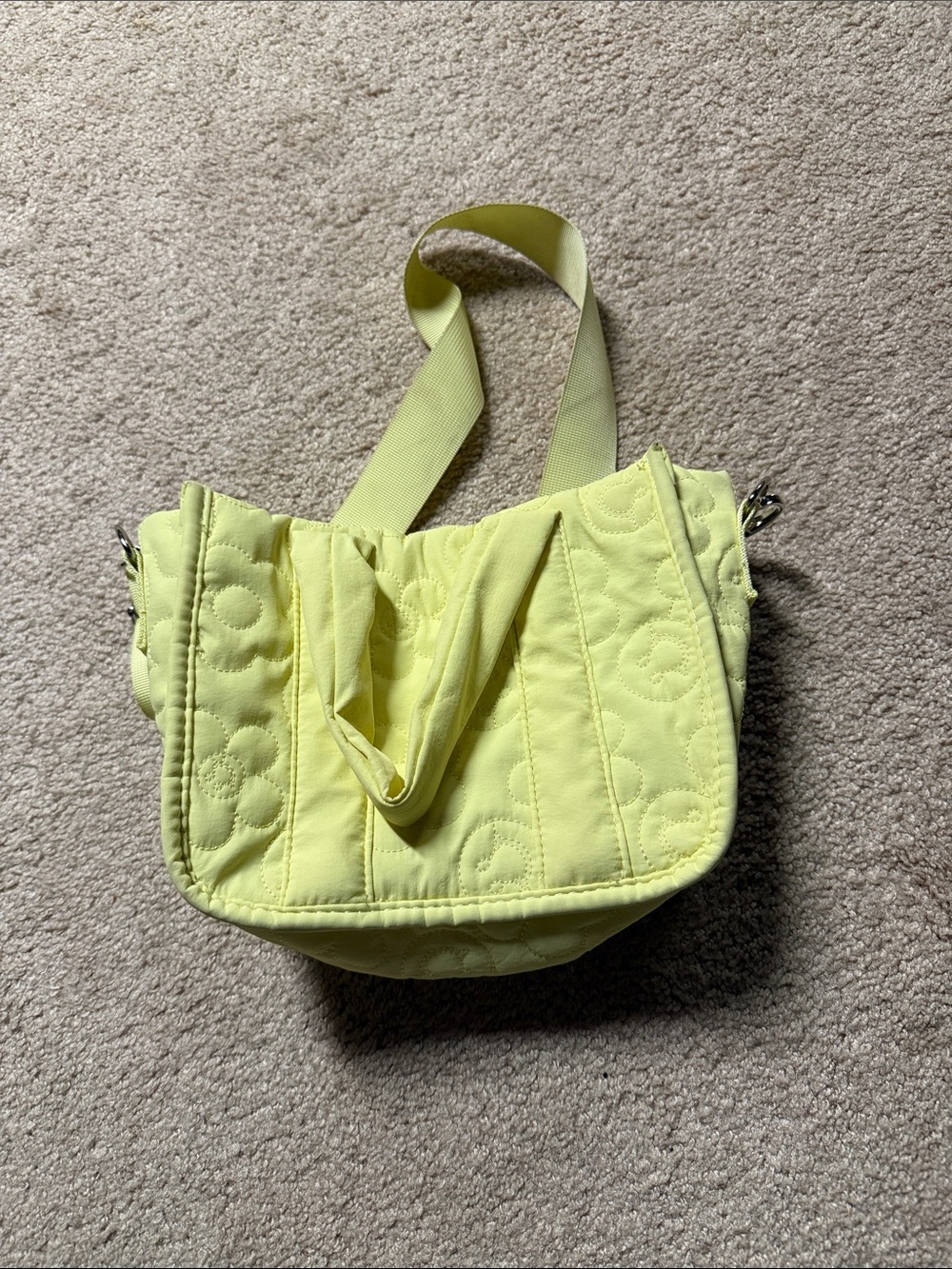 Yellow Quilted Canvas Shoulder Bag